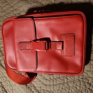 Coach Red Leather Crossbody Track Pack Bag. NWT